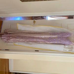 Jovani sequin dress (long, has train, open-back, slit)